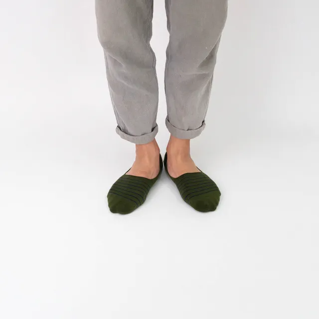 【WARX】百搭條紋隱形襪-墨綠(除臭襪/機能襪/不脫落)