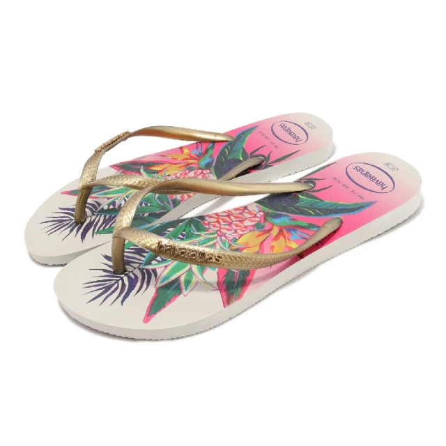 havaianas 哈瓦仕 涼拖鞋 Slim Tropical Flip Flops 女鞋 白金 熱帶風 休閒 花 哈瓦仕(41221110001W)