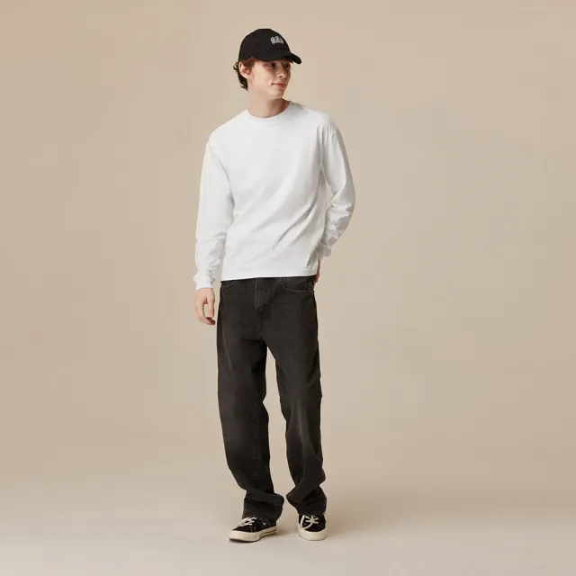 【GAP】男裝 純棉圓領長袖T恤-白色(773161)