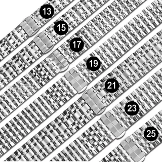 【Watchband】13.15.17.19.21.23.25mm / 各品牌通用 亮光色澤 蝴蝶雙壓扣 不鏽鋼錶帶(銀色)