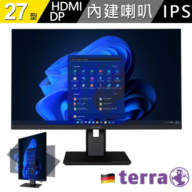 【terra 沃特曼】S+福利品2763WPV 27型IPS廣視角螢幕(1年保固/內建喇叭/零閃屏、抗藍光)