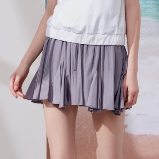 【IGD 英格麗】網路獨賣款-簡約鬆緊腰傘擺短裙(灰色)