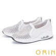 【ORIN】時尚鏤空水鑽真皮厚底休閒鞋(白色)