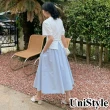 【UniStyle】大擺半身裙 韓版高腰A字傘裙 女 EAX3276F(沁心冰藍)