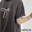 【UniStyle】短袖T恤 韓版蝴蝶結印花清新風 女 UP1628(深灰)