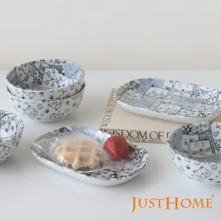 【Just Home】日本製滿版貓咪世界陶瓷碗盤餐具6件組-2款可選(日本製 碗 盤 餐具)