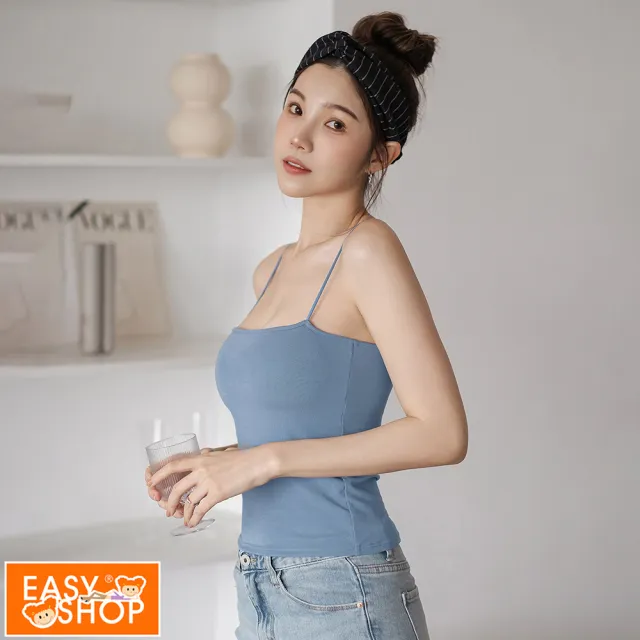 【EASY SHOP】Banana Pie-BRA TOP平口長版爆乳涼感背心(藍色)