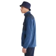 【Timberland】男款深藍寶石-深色牛仔布抓絨環保材質拼接口袋外套(A69M9Z02)