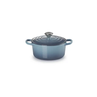 【Le Creuset】典藏琺瑯鑄鐵鍋圓鍋 18cm(水手藍-鋼頭)