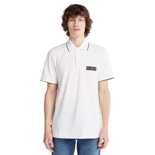 【Timberland】男款白色簡潔品牌字母印花POLO衫(A6A2N100)