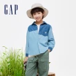 【GAP】男童裝 Logo純棉印花翻領長袖牛仔襯衫-藍色(463136)