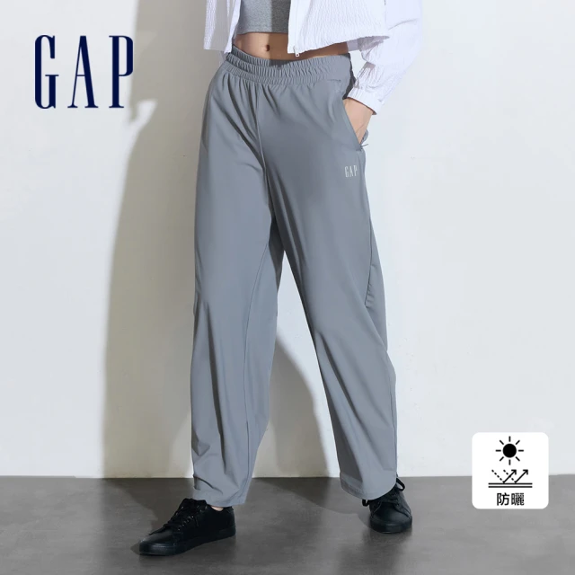 GAP 女裝 Logo防曬鬆緊褲-灰色(890027)