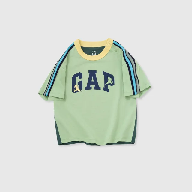 【GAP】男幼童裝 Logo純棉印花圓領短袖T恤-淺綠色(890232)