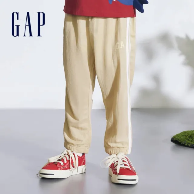 【GAP】男幼童裝 Logo束口鬆緊褲-卡其色(890291)