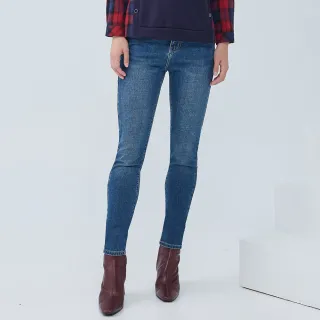 【ILEY 伊蕾】高腰女神鬆緊窄管牛仔褲(藍色；M-XL；1233478602)