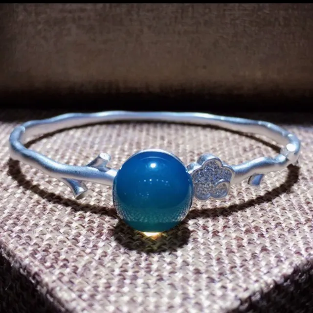 【勝弘珠寶】多明尼加藍珀一葉手環-12mm