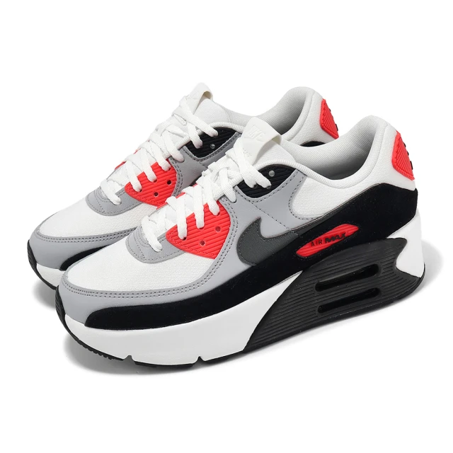 NIKE 耐吉 休閒鞋 Air Max 90 LV8 女鞋 灰 紅 氣墊 厚底 增高(FD4328-101)