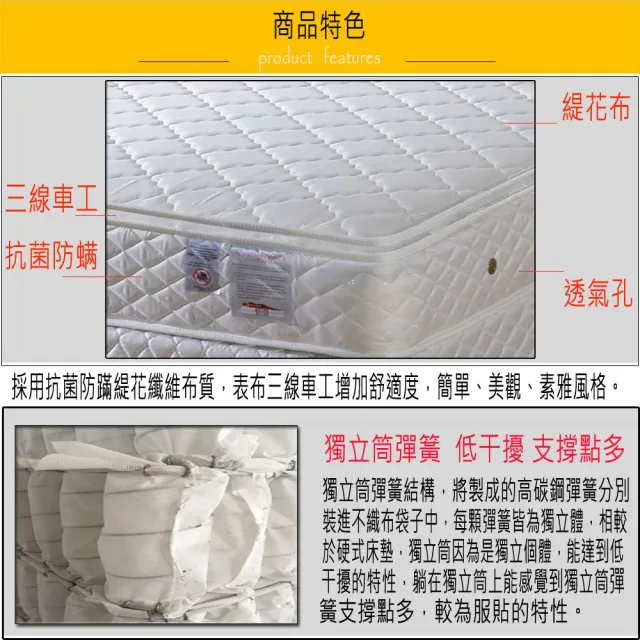 【ESSE御璽名床】防蹣抗菌舒適三線獨立筒床墊(雙人加大)