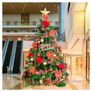 【摩達客】台灣製15尺/15呎 450cm 豪華版裝飾綠聖誕樹(含紅金色系配件組/不含燈/本島免運費)