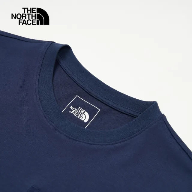 【The North Face 官方旗艦】北面男款藍色拉鍊胸袋舒適短袖T恤｜87V78K2
