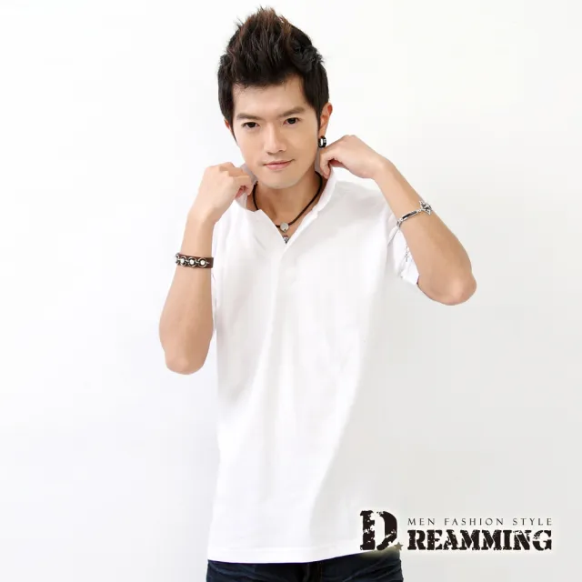 【Dreamming】美式素面網眼短袖POLO衫(黑色/白色/麻灰)