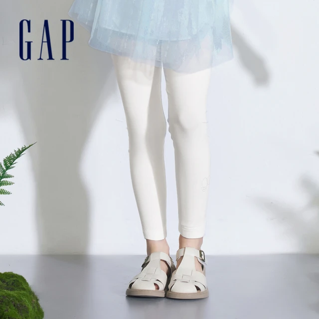 【GAP】女童裝 Logo鬆緊褲-白色(890224)