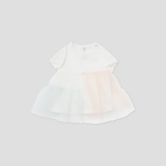 【GAP】女幼童裝 Logo純棉圓領短袖T恤-白色(890532)