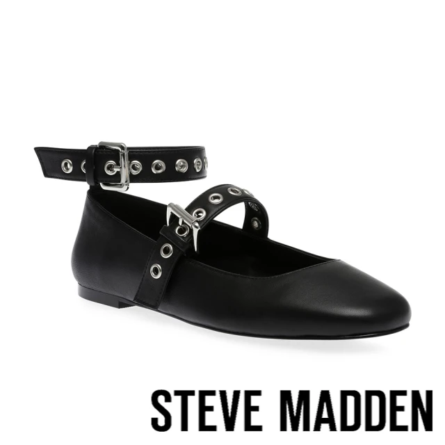 STEVE MADDEN MACBETH 扣帶繞踝瑪莉珍鞋(黑色)