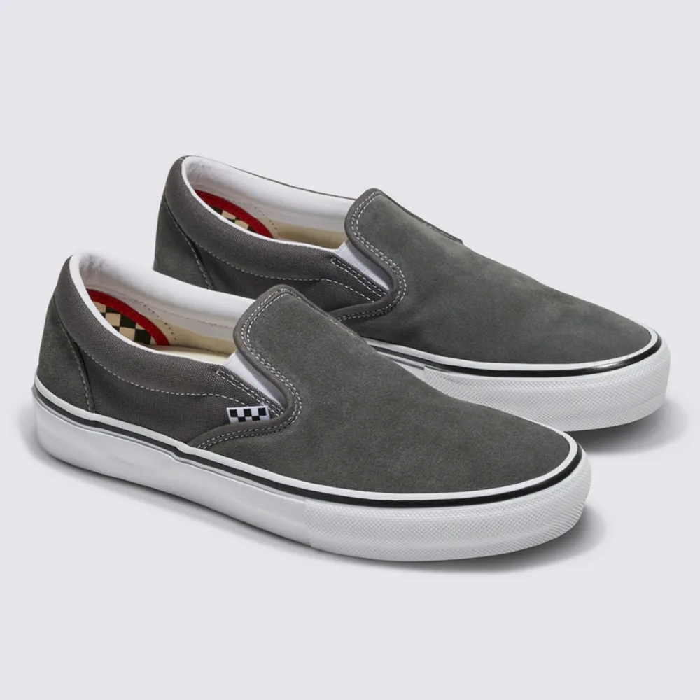 【VANS 官方旗艦】Skate Slip-On 男女款灰色專業滑板鞋