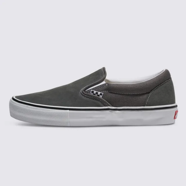 【VANS 官方旗艦】Skate Slip-On 男女款灰色專業滑板鞋/休閒鞋/帆布