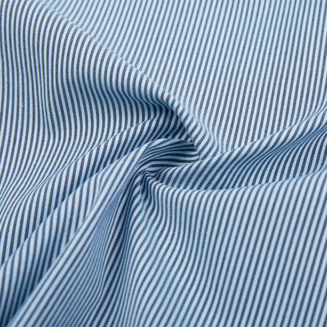 【ROBERTA 諾貝達】男裝 合身版 修身條紋紳士長袖襯衫(藍綠)