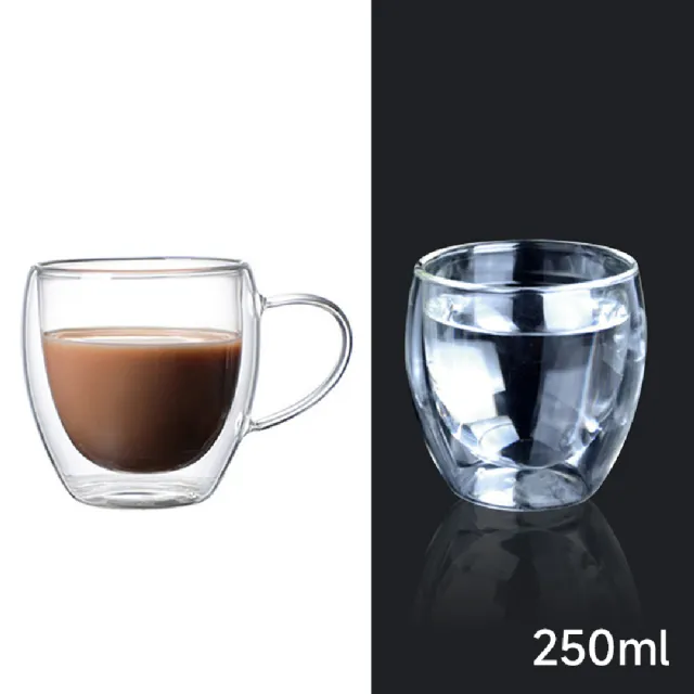 【WEPAY居家首選】雙層玻璃杯 250ml(玻璃杯 咖啡杯 茶杯 耐熱玻璃杯 高硼矽玻璃杯 隔熱防燙杯)