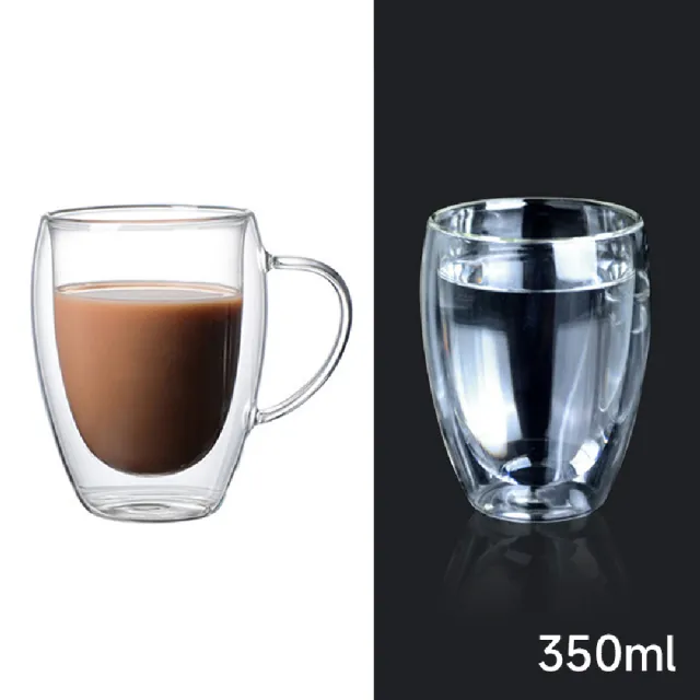 【WEPAY居家首選】雙層玻璃杯 350ml(玻璃杯 咖啡杯 茶杯 耐熱玻璃杯 高硼矽玻璃杯 隔熱防燙杯)