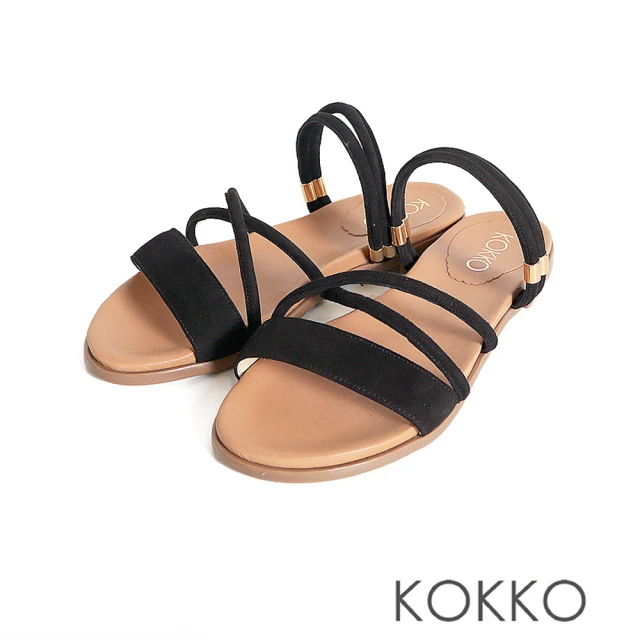 KOKKO 集團KOKKO 集團 簡約線條感柔軟2way兩穿涼拖鞋(黑色)