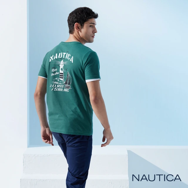 NAUTICA 男裝 燈塔圖騰印花短袖T恤(綠色)