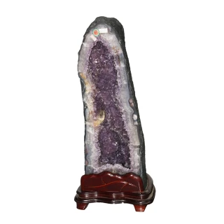【古緣居】巴西天然紫水晶洞 +木製底座(34.3公斤)