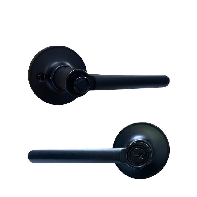 【加安牌】LD6X907J 按鈕式 鑰匙通用款水平把手鎖 60mm(按扭式 消光黑 水平房間鎖)