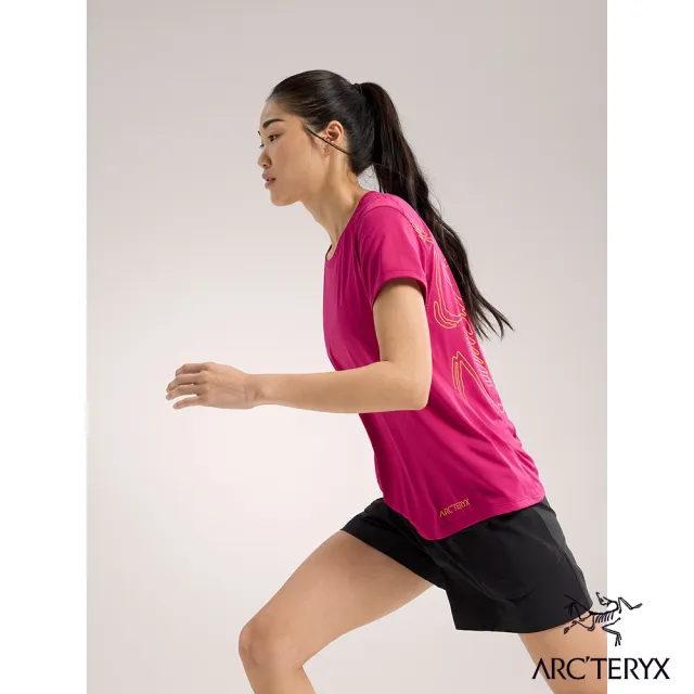 【Arcteryx 始祖鳥官方直營】女 Taema ArcBird 快乾短袖圓領衫(日暮雜紅)