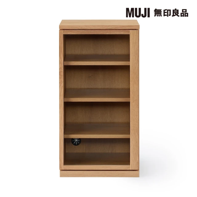 MUJI 無印良品 橡木收納櫃/玻璃門/窄 寬44*深44*高83cm。商品重量：約27kg。(大型家具配送)