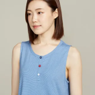 【YVONNE 以旺傢飾】竹纖維條紋無袖洋裝(藍)