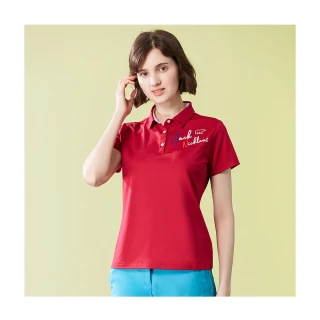 【Jack Nicklaus 金熊】GOLF女款素面彈性吸濕排汗POLO/高爾夫球衫(紅色)