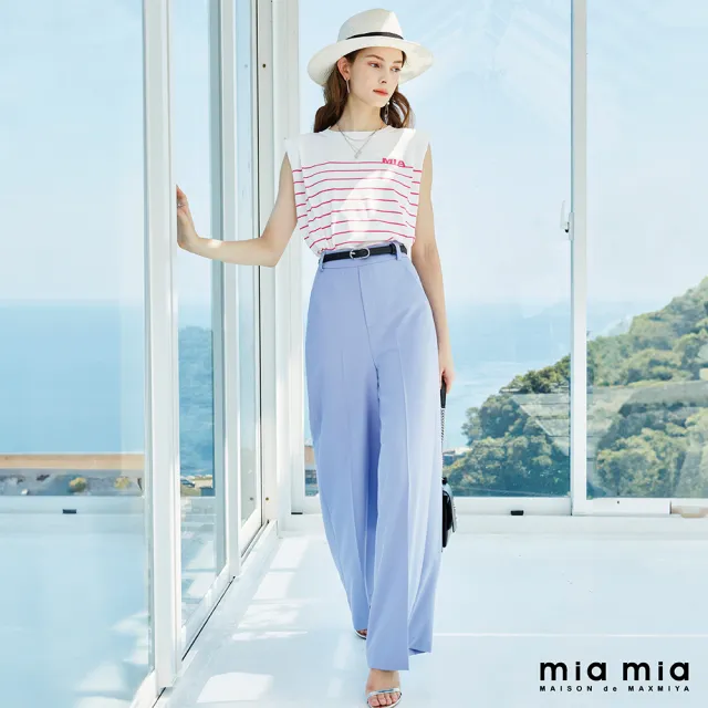 【mia mia】鑽飾皮帶西裝寬口褲