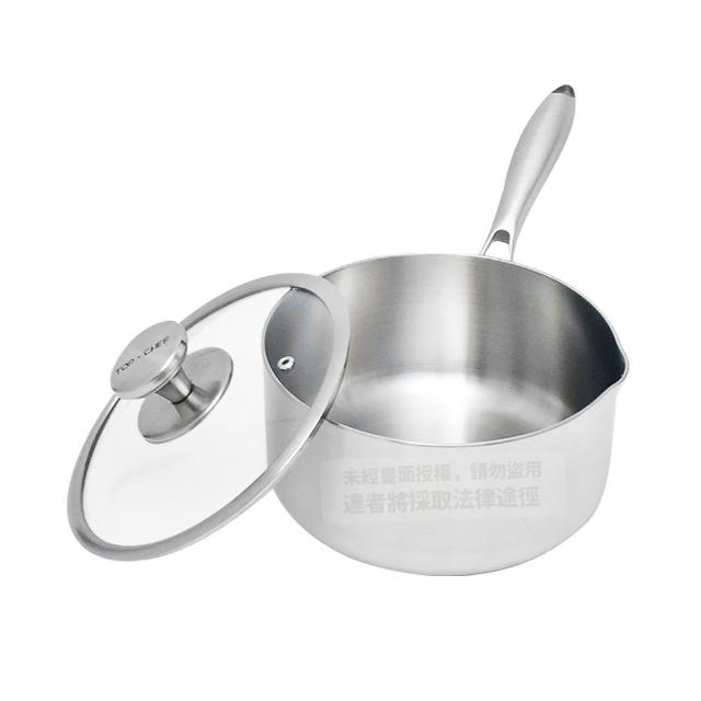 【Top Chef 頂尖廚師】頂級白晶316不鏽鋼圓藝深型油炸鍋22公分 附鍋蓋(無塗層鍋｜316不鏽鋼鍋｜不鏽鋼湯鍋)