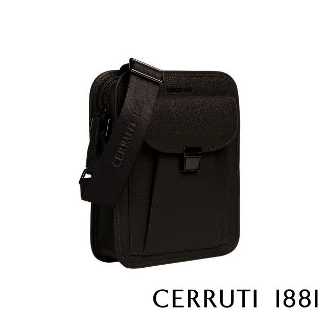 Cerruti 1881 義大利頂級小牛皮肩背包斜背包(黑色