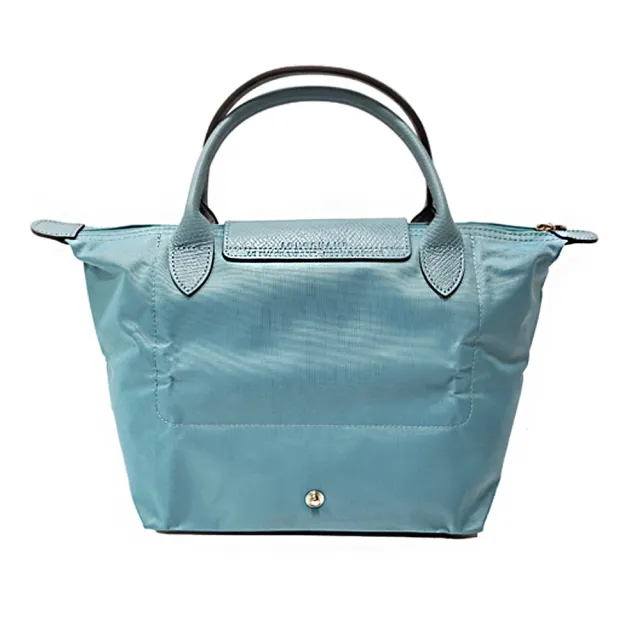 【LONGCHAMP】L1621619329  LE PLIAGE CLUB 短把摺疊手提刺繡水餃包 S號(水藍色)