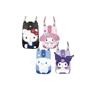 【小禮堂】Sanrio 三麗鷗 皮質造型兩用手機包 - 點點動作款 Kitty 美樂蒂 酷洛米(平輸品)