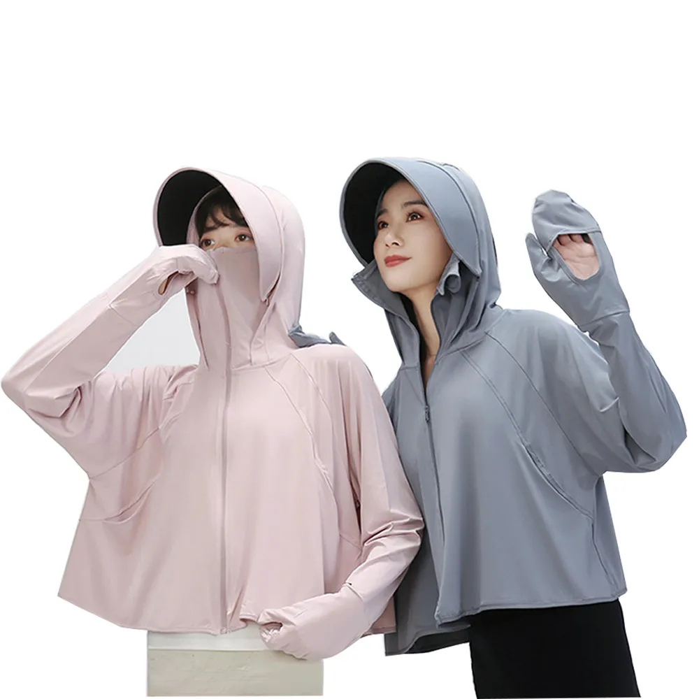 【Gordi】防紫外線冰絲防曬服 涼感連帽防曬衣 遮臉護脖可拆卸帽檐 運動健身外套