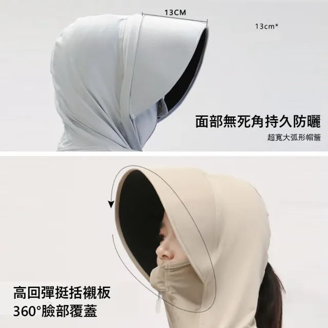 【Gordi】防紫外線冰絲防曬服 涼感連帽防曬衣 遮臉護脖可拆卸帽檐 運動健身外套