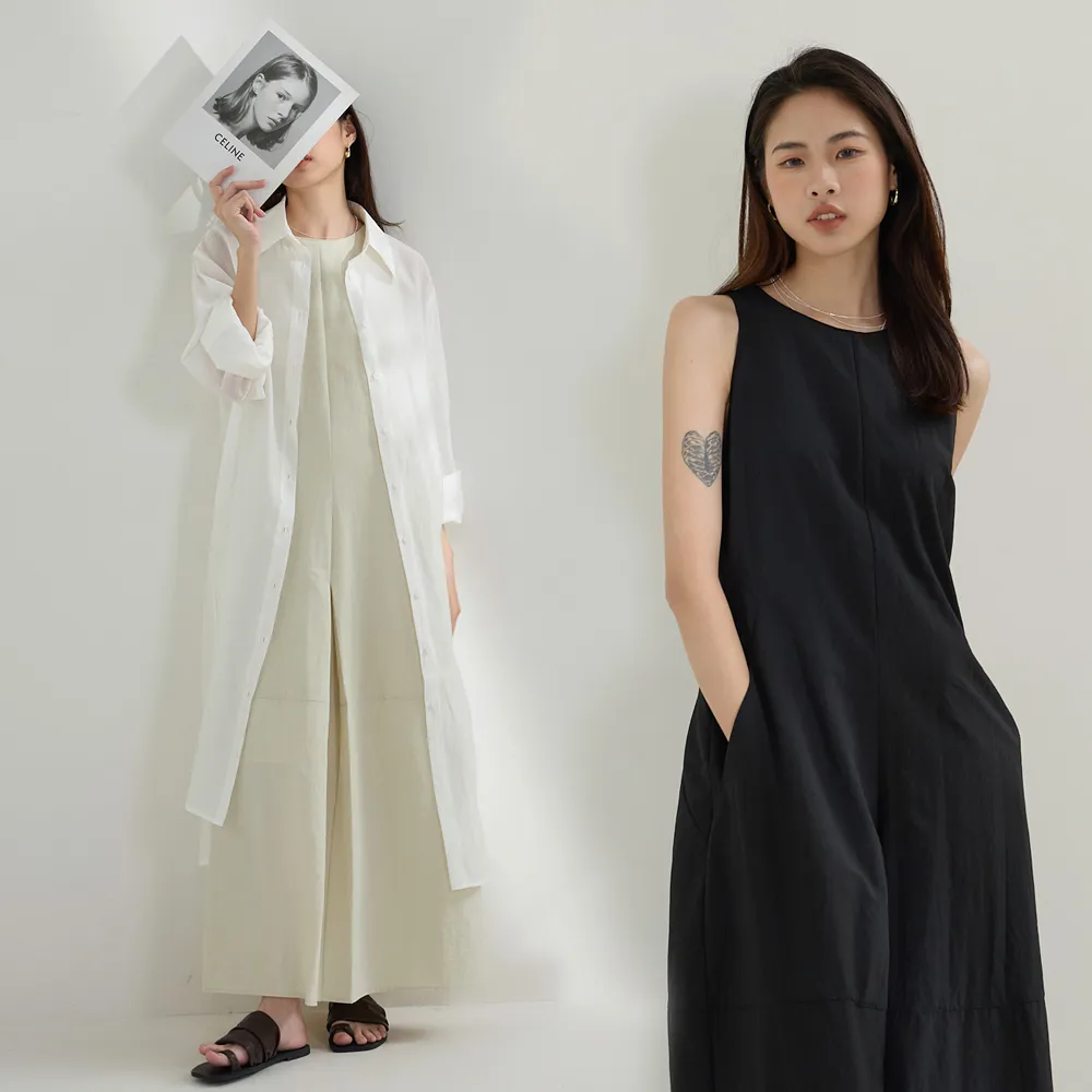 【Line-up wears】現貨-韓國設計 法式無袖繭型設計連身裙(繭型洋裝 背心連身裙 無袖洋裝)