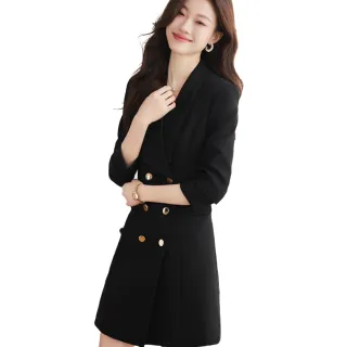 【Alishia】經典時尚高雅淑女V領西裝連衣裙 S-4XL(現+預  白 / 黑)